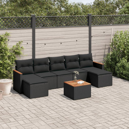 7 Piece Garden Sofa Set With Cushions Poly Rattan