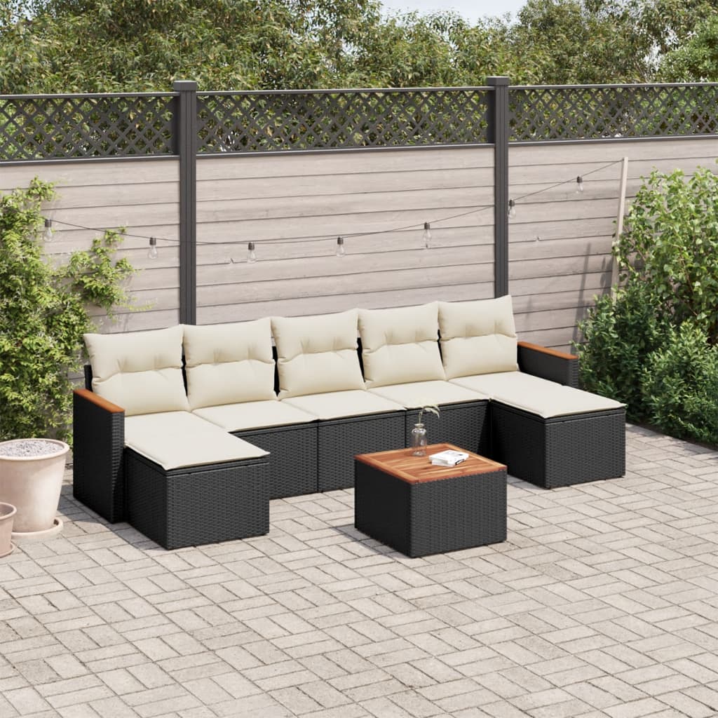 7 Piece Garden Sofa Set With Cushions Poly Rattan
