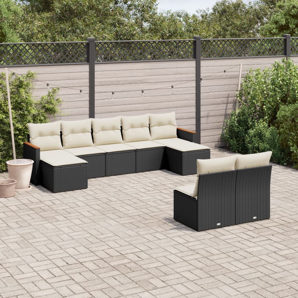 10 Piece Garden Sofa Set With Cushions Poly Rattan
