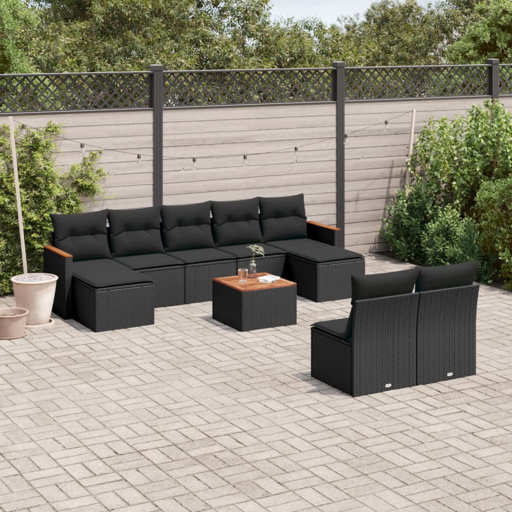 10 Piece Garden Sofa Set With Cushions Poly Rattan
