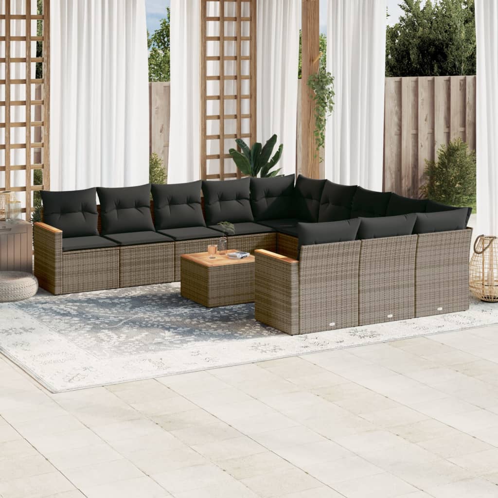 12 Piece Garden Sofa Set With Cushions Poly Rattan