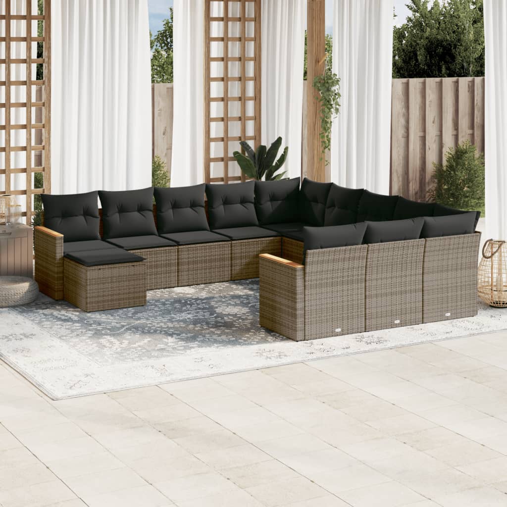 12 Piece Garden Sofa Set With Cushions Poly Rattan
