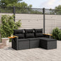 4 Piece Garden Sofa Set With Cushions Black Poly Rattan