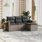 4 Piece Garden Sofa Set With Cushions Black Poly Rattan