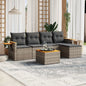6 Piece Garden Sofa Set With Cushions Black Poly Rattan