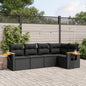 5 Piece Garden Sofa Set With Cushions Black Poly Rattan