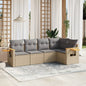 5 Piece Garden Sofa Set With Cushions Black Poly Rattan