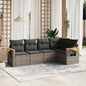 5 Piece Garden Sofa Set With Cushions Black Poly Rattan