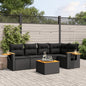 5 Piece Garden Sofa Set With Cushions Black Poly Rattan