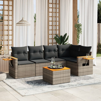 5 Piece Garden Sofa Set With Cushions Black Poly Rattan