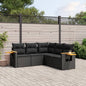6 Piece Garden Sofa Set With Cushions Black Poly Rattan