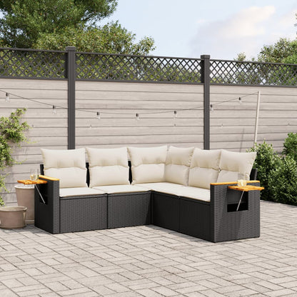 6 Piece Garden Sofa Set With Cushions Black Poly Rattan
