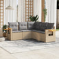 6 Piece Garden Sofa Set With Cushions Black Poly Rattan