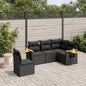 6 Piece Garden Sofa Set With Cushions Black Poly Rattan