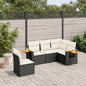 6 Piece Garden Sofa Set With Cushions Black Poly Rattan