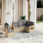 6 Piece Garden Sofa Set With Cushions Black Poly Rattan