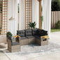 6 Piece Garden Sofa Set With Cushions Black Poly Rattan