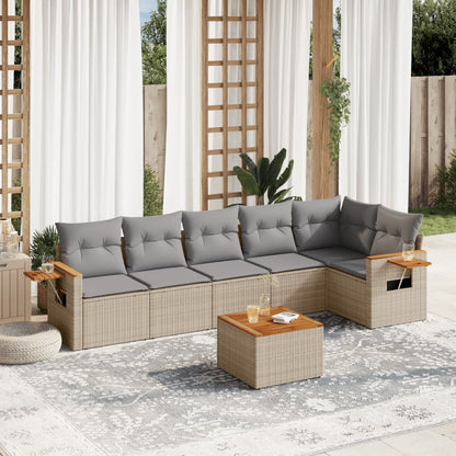 6 Piece Garden Sofa Set With Cushions Black Poly Rattan