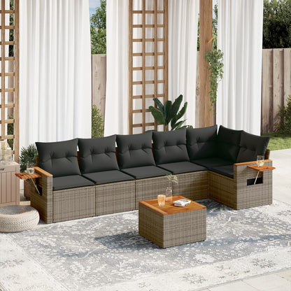 6 Piece Garden Sofa Set With Cushions Black Poly Rattan