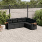 7 Piece Garden Sofa Set With Cushions Black Poly Rattan