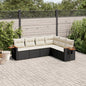7 Piece Garden Sofa Set With Cushions Black Poly Rattan