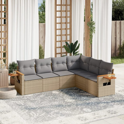 7 Piece Garden Sofa Set With Cushions Black Poly Rattan