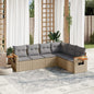 7 Piece Garden Sofa Set With Cushions Black Poly Rattan