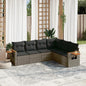 7 Piece Garden Sofa Set With Cushions Black Poly Rattan
