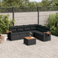 7 Piece Garden Sofa Set With Cushions Black Poly Rattan