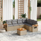 7 Piece Garden Sofa Set With Cushions Black Poly Rattan