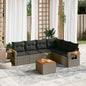 7 Piece Garden Sofa Set With Cushions Black Poly Rattan