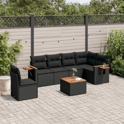 6 Piece Garden Sofa Set With Cushions Black Poly Rattan