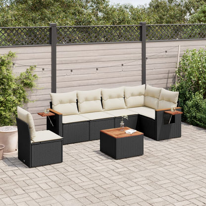 6 Piece Garden Sofa Set With Cushions Black Poly Rattan