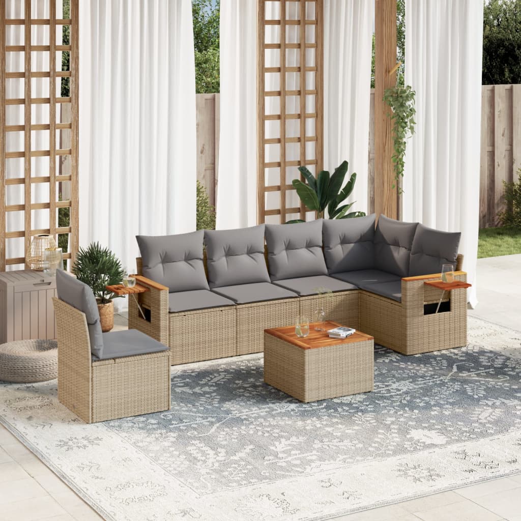 6 Piece Garden Sofa Set With Cushions Black Poly Rattan
