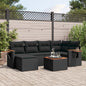 6 Piece Garden Sofa Set With Cushions Black Poly Rattan