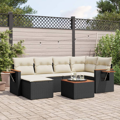6 Piece Garden Sofa Set With Cushions Black Poly Rattan