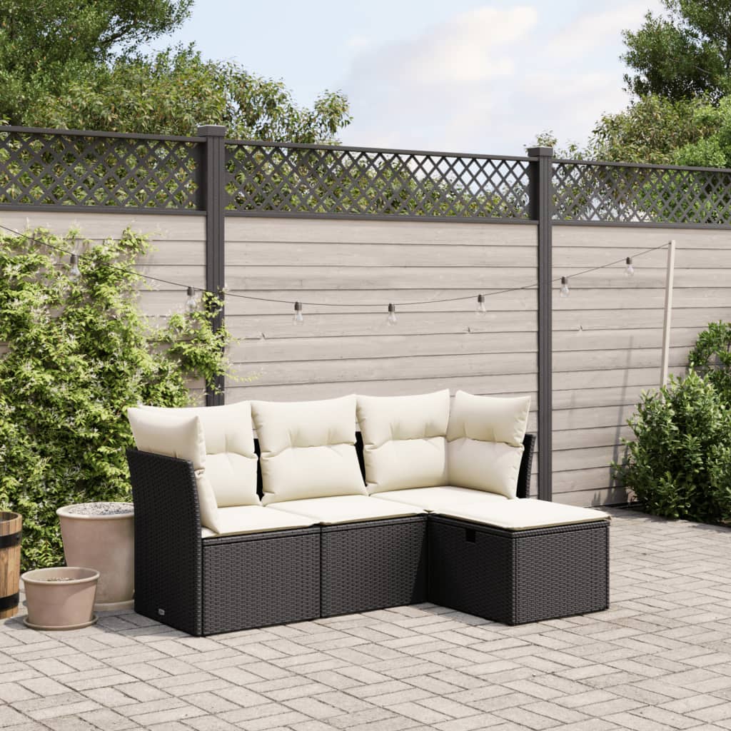 4 Piece Garden Sofa Set With Cushions Poly Rattan