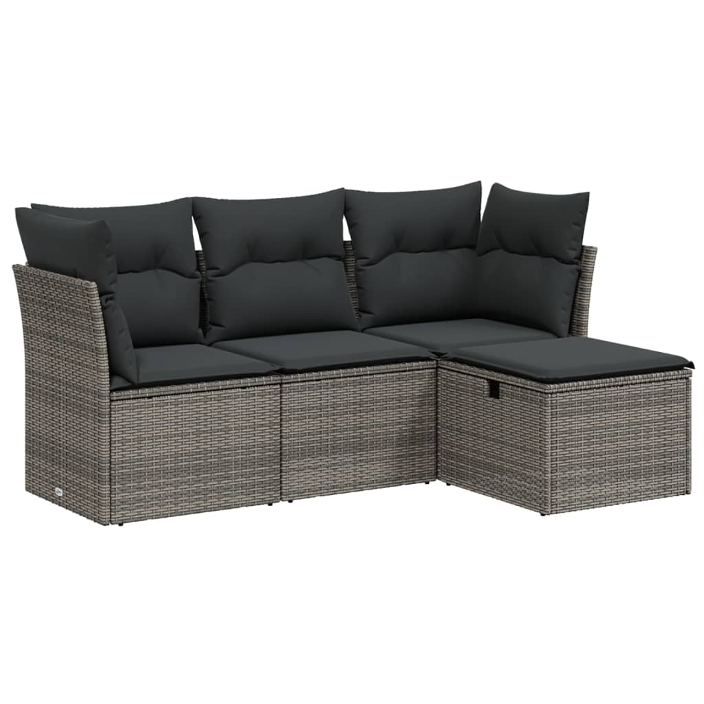 4 Piece Garden Sofa Set With Cushions Poly Rattan