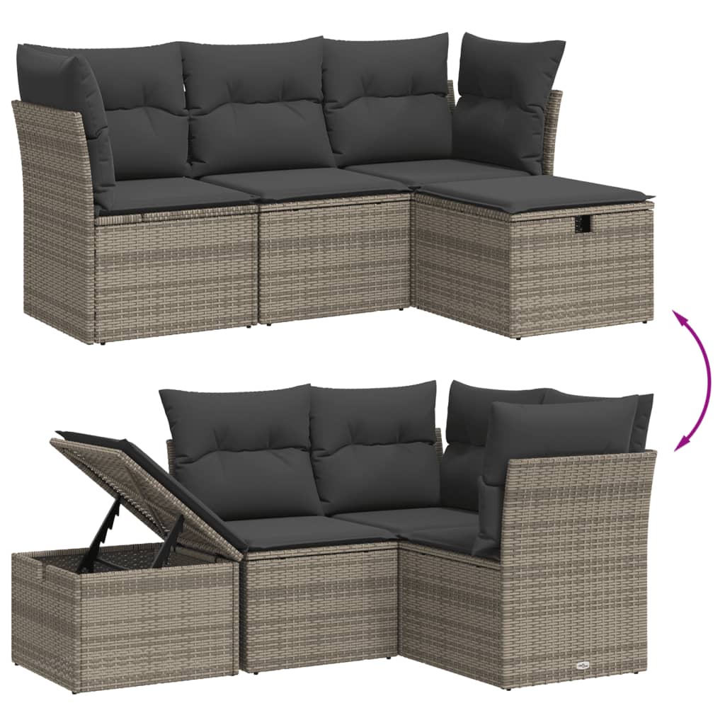 4 Piece Garden Sofa Set With Cushions Poly Rattan