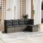 5 Piece Garden Sofa Set With Cushions Poly Rattan