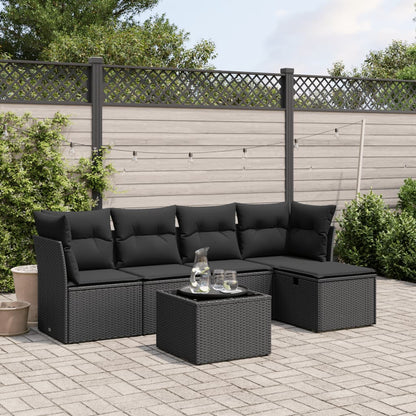 5 Piece Garden Sofa Set With Cushions Poly Rattan