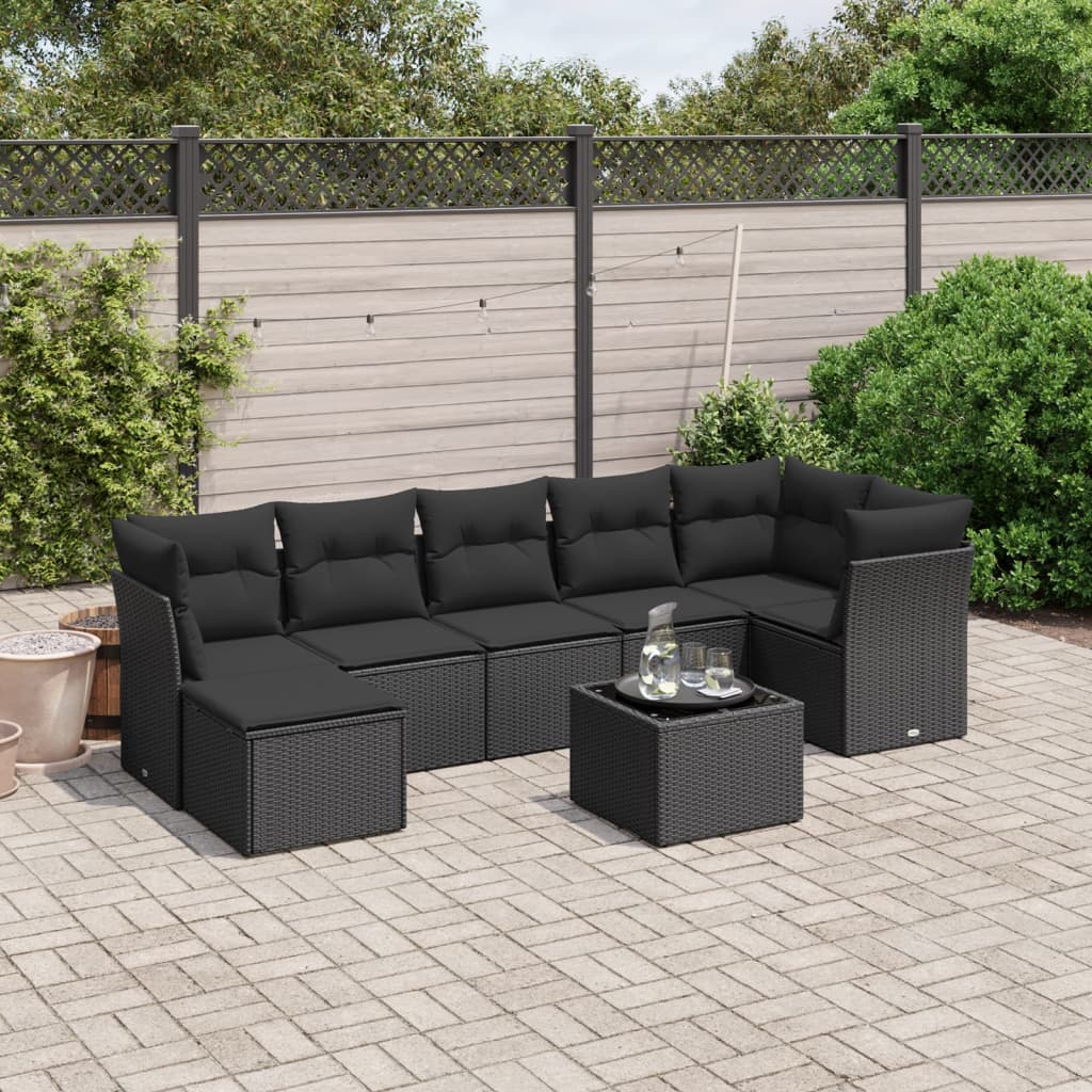 8 Piece Garden Sofa Set With Cushions Poly Rattan