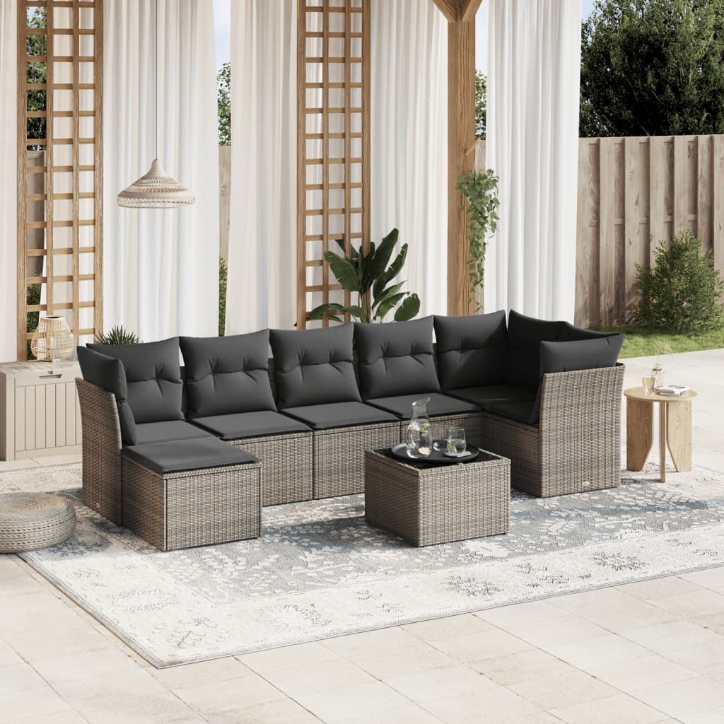 8 Piece Garden Sofa Set With Cushions Poly Rattan
