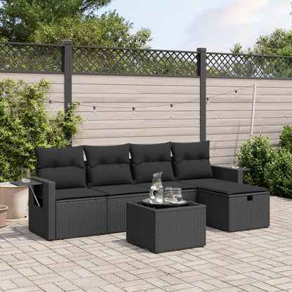 6 Piece Garden Sofa Set With Cushions Poly Rattan
