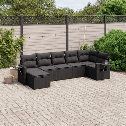 7 Piece Garden Sofa Set With Cushions Poly Rattan