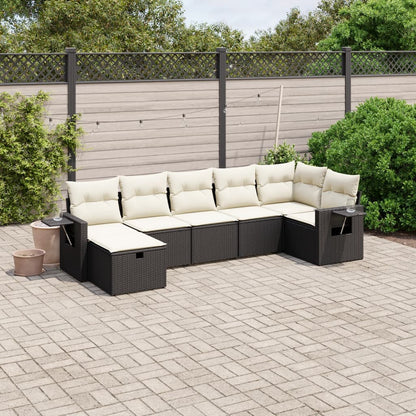 7 Piece Garden Sofa Set With Cushions Poly Rattan