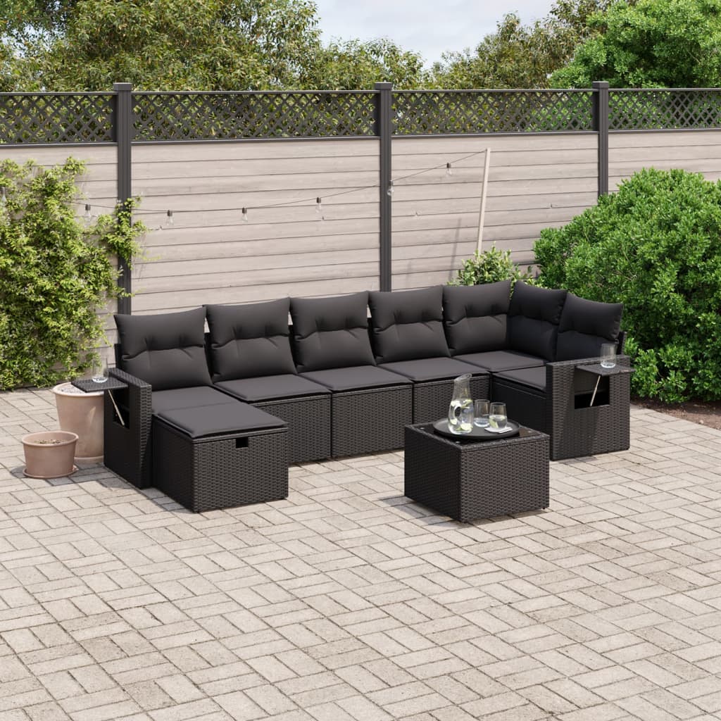 7 Piece Garden Sofa Set With Cushions Poly Rattan