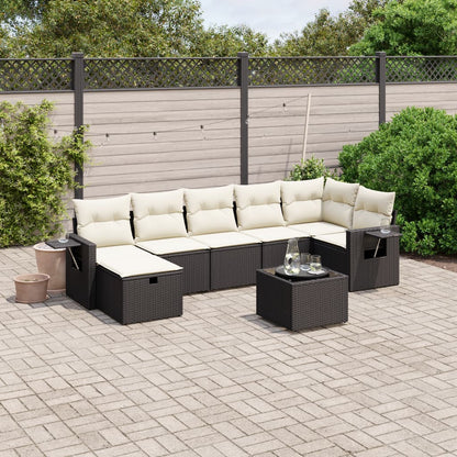7 Piece Garden Sofa Set With Cushions Poly Rattan