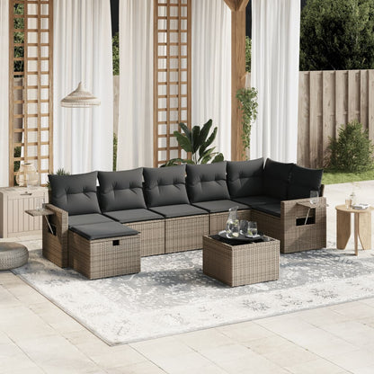 7 Piece Garden Sofa Set With Cushions Poly Rattan