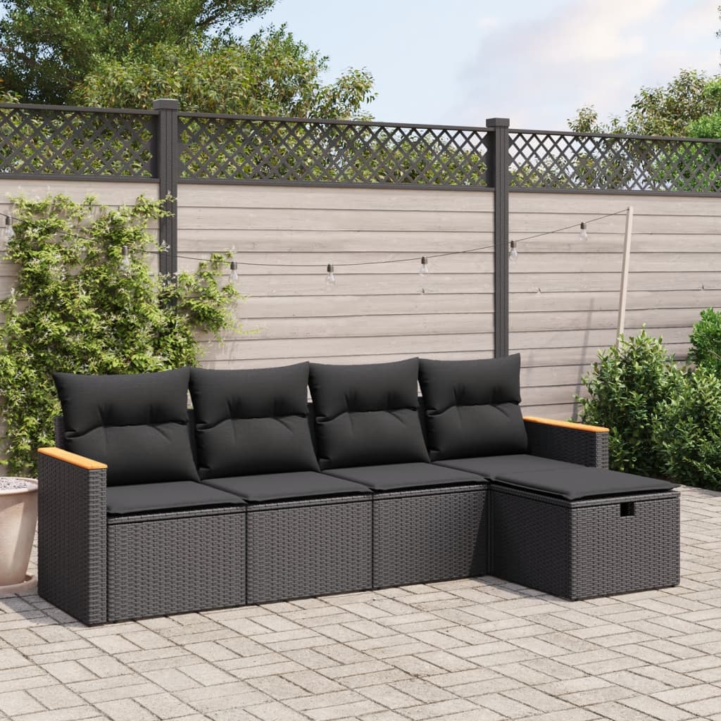 6 Piece Garden Sofa Set With Cushions Poly Rattan